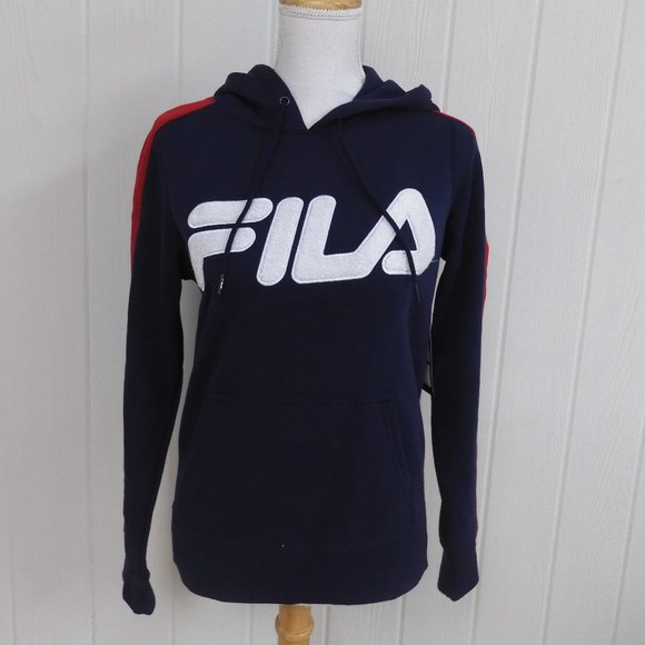 FILA Chica Hoodie Sweatshirt Blue with Red Arm Stripes Women's Sz XS - Picture 3 of 5